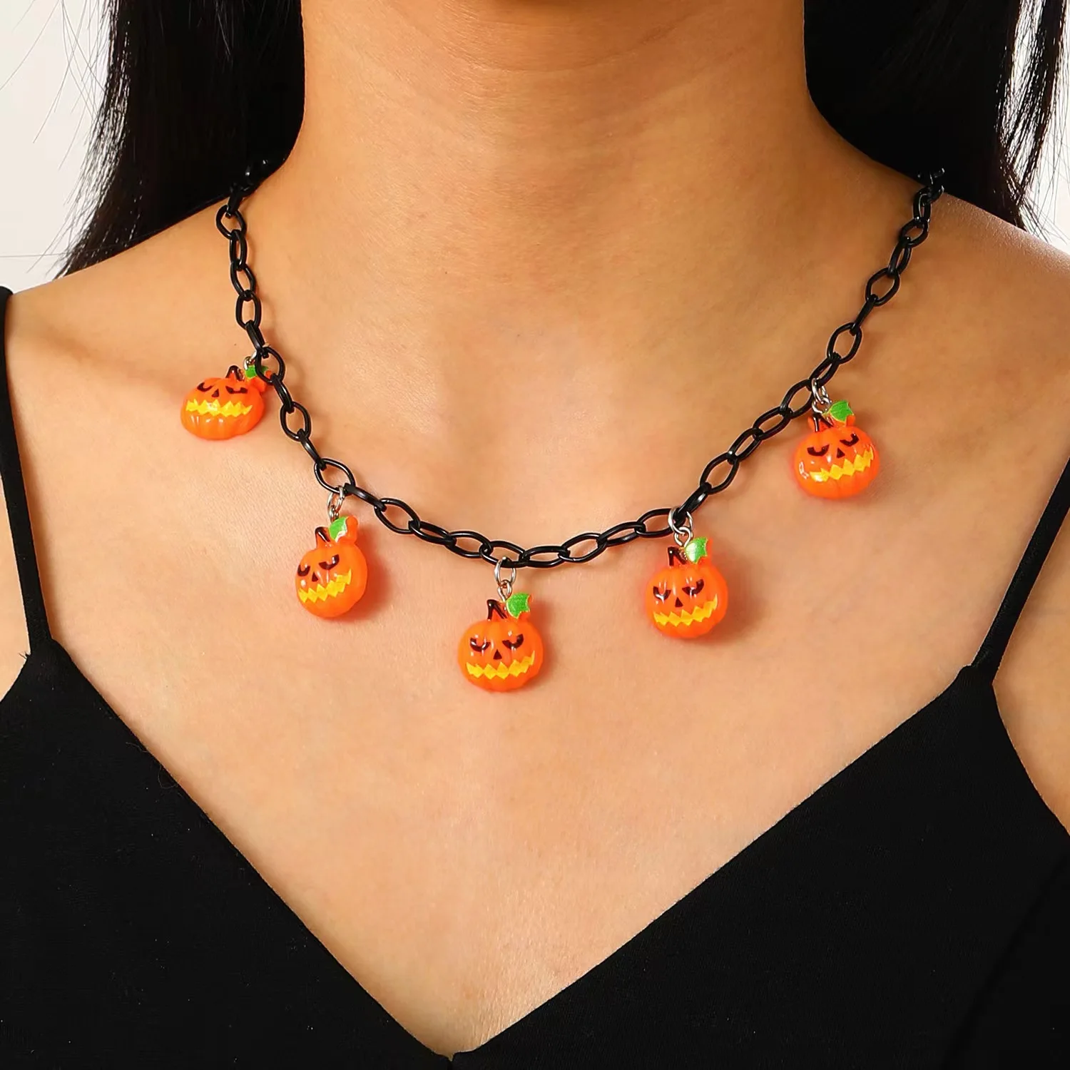Fashion funky fun pumpkin Ghost cartoon resin Creative necklace Halloween jewelry personality masquerade party jewel
