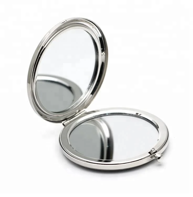 Blank 65mm Compact Mirror Cosmetic Mirror Gift Silver Round Metal Pocket Mirror Laser Engrave Promotional item Gift
