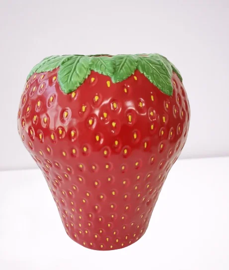 Modern Strawberry shape ceramic flower vase for home decor indoor fruit shape plant pots lager flower vase