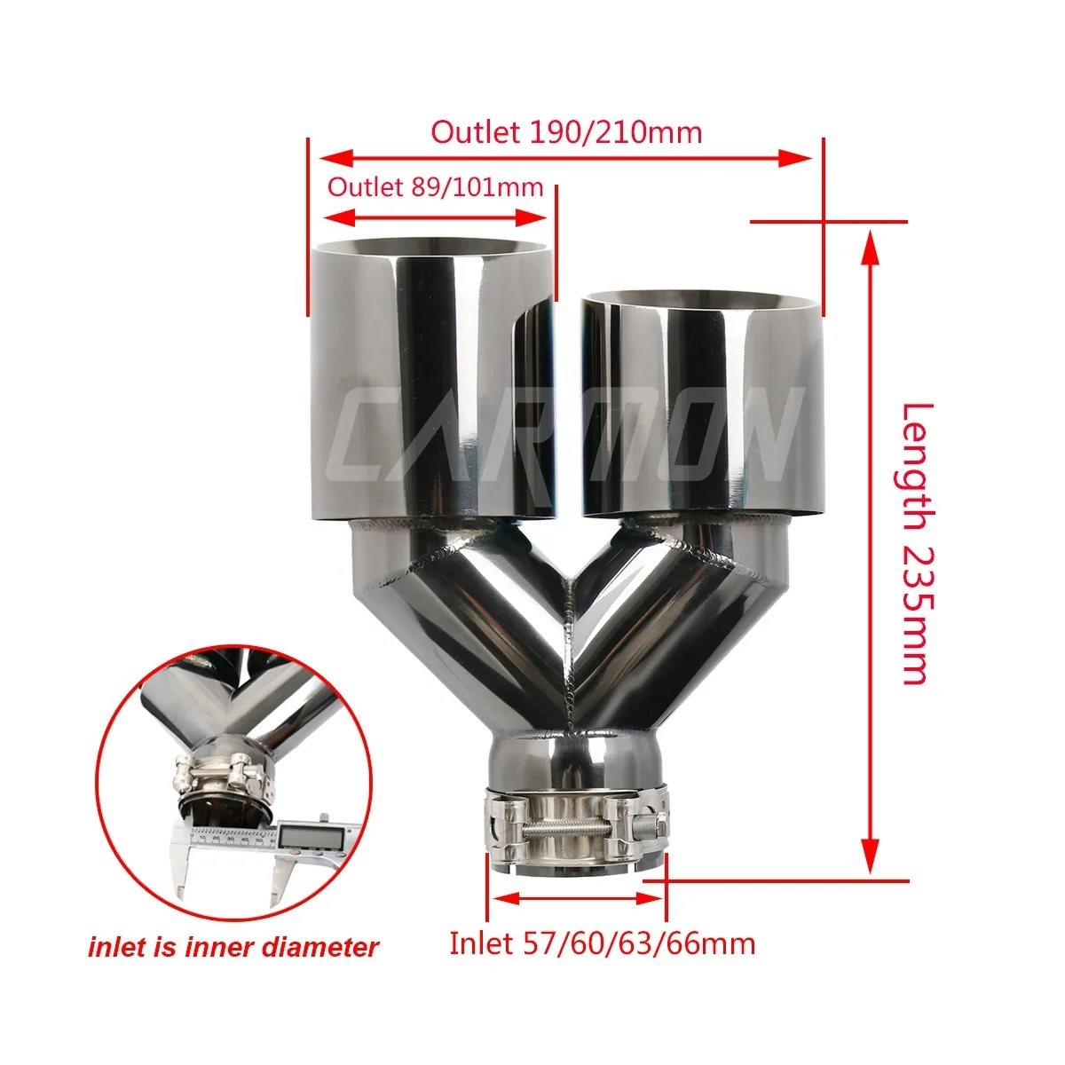 1 Pair Double Car Exhaust Muffler End Tips Titanium Black 304 Stainless Steel Dual Pipe for car modification logo customized