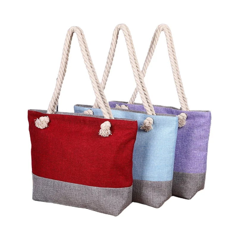 New Fashion Design Wholesale Large Beach Bags Custom Travel Fashion Handbag tote Cotton Canvas Beach Bag