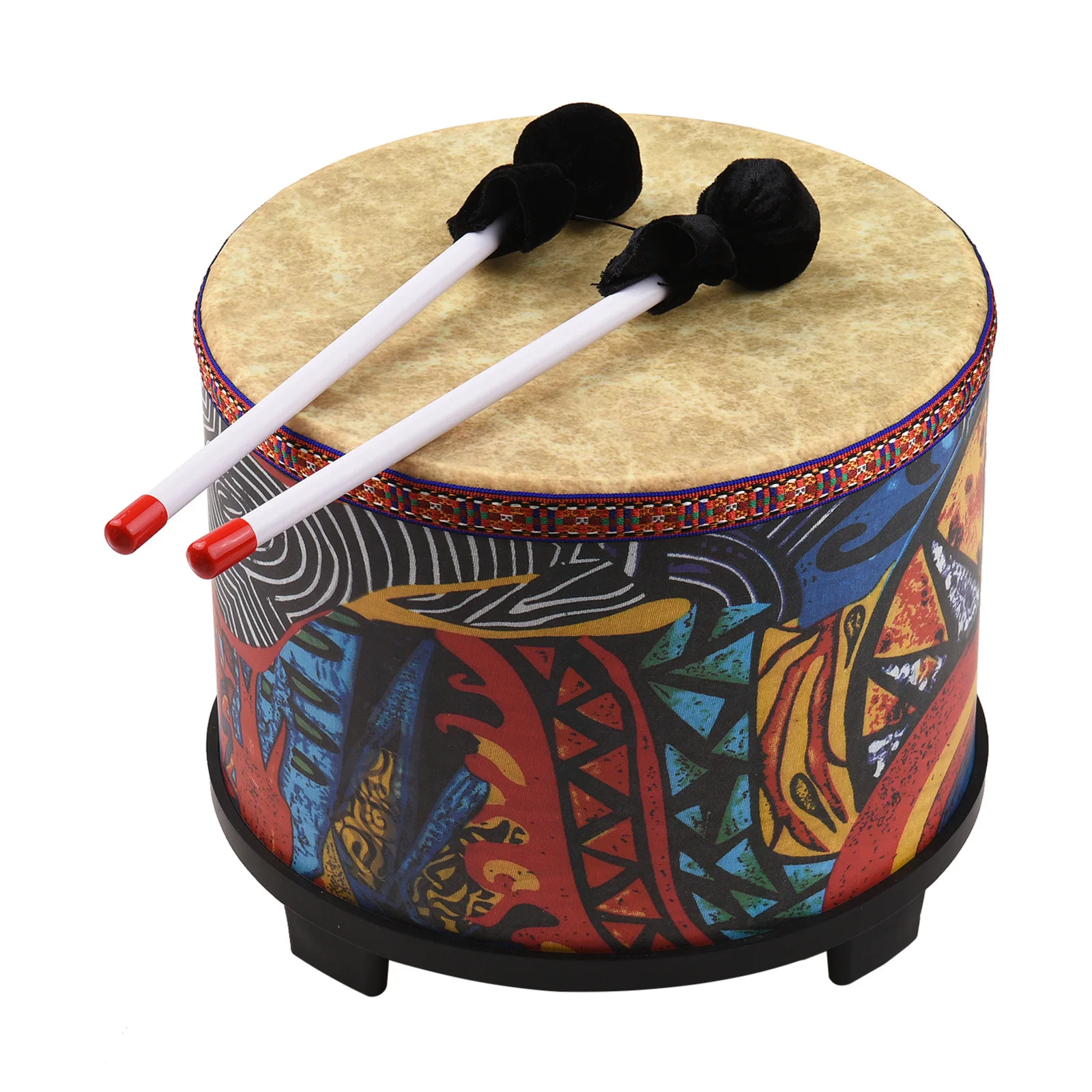 Percussion Instrument 10-inch Floor Drum for Christmas Birthday Gift Bongo Drums with 2 Mallets