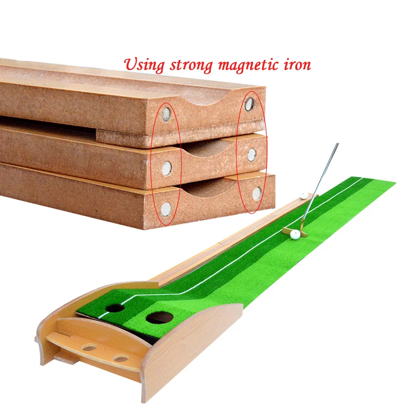 Wood Indoor Golf Putter Trainer Practice Set Training Mat Indoor Mini Golf Putting Green Golf Simulator Set Manufacture&Export
