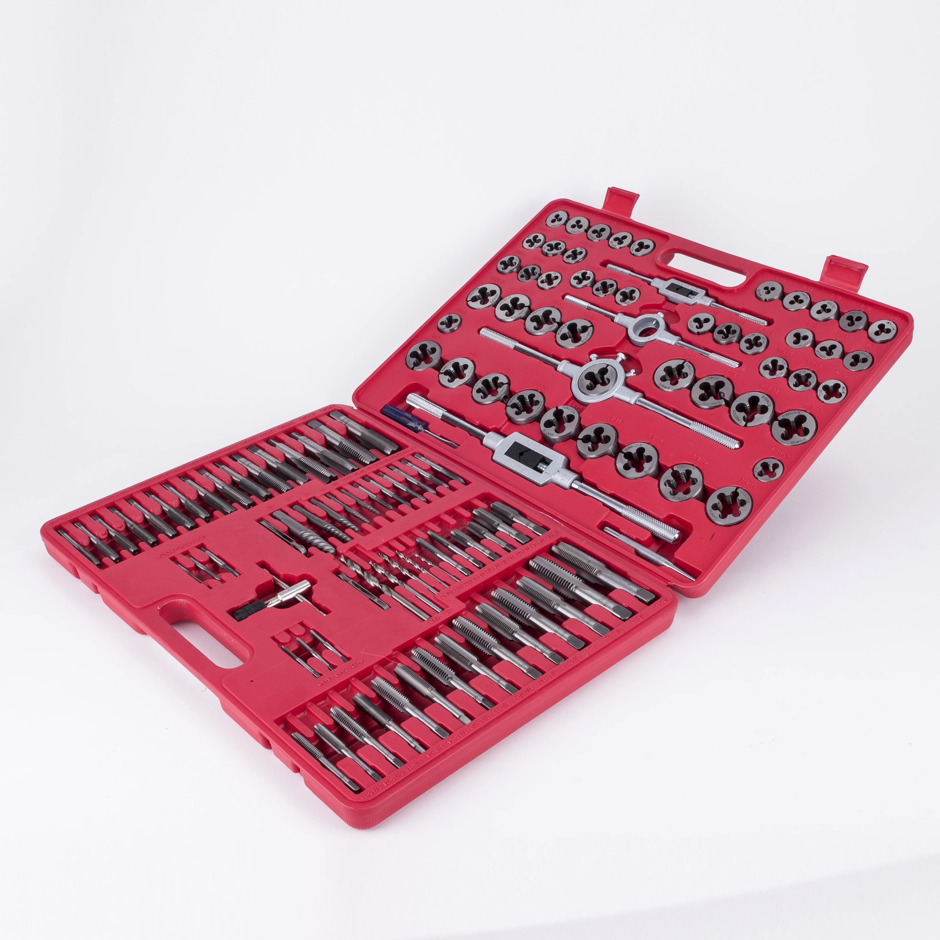 115pcs alloy steel tap and die set in Metric and SAE with Drills and Screw extractor