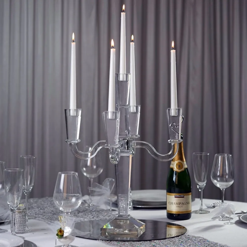 Beautiful 5 arms crystal candelabra for home celebration