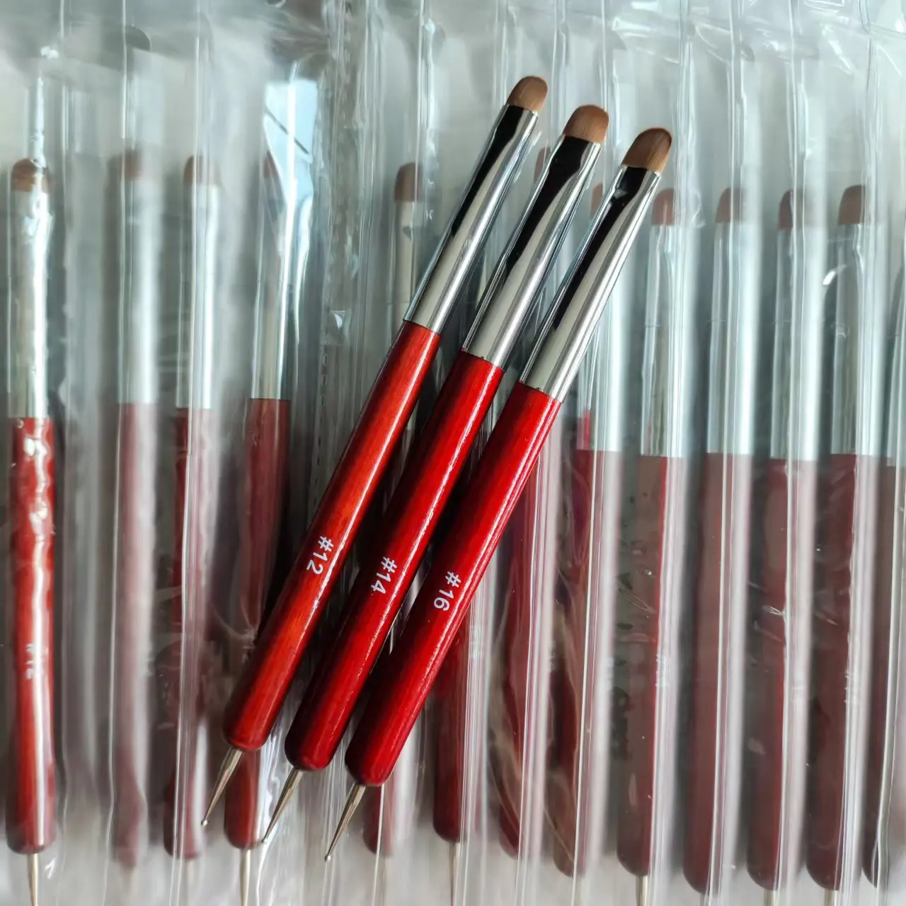 French Cleaning Nail Brush Set Wood Handle Nail Art Brush Kolinsky Hair for Deep French