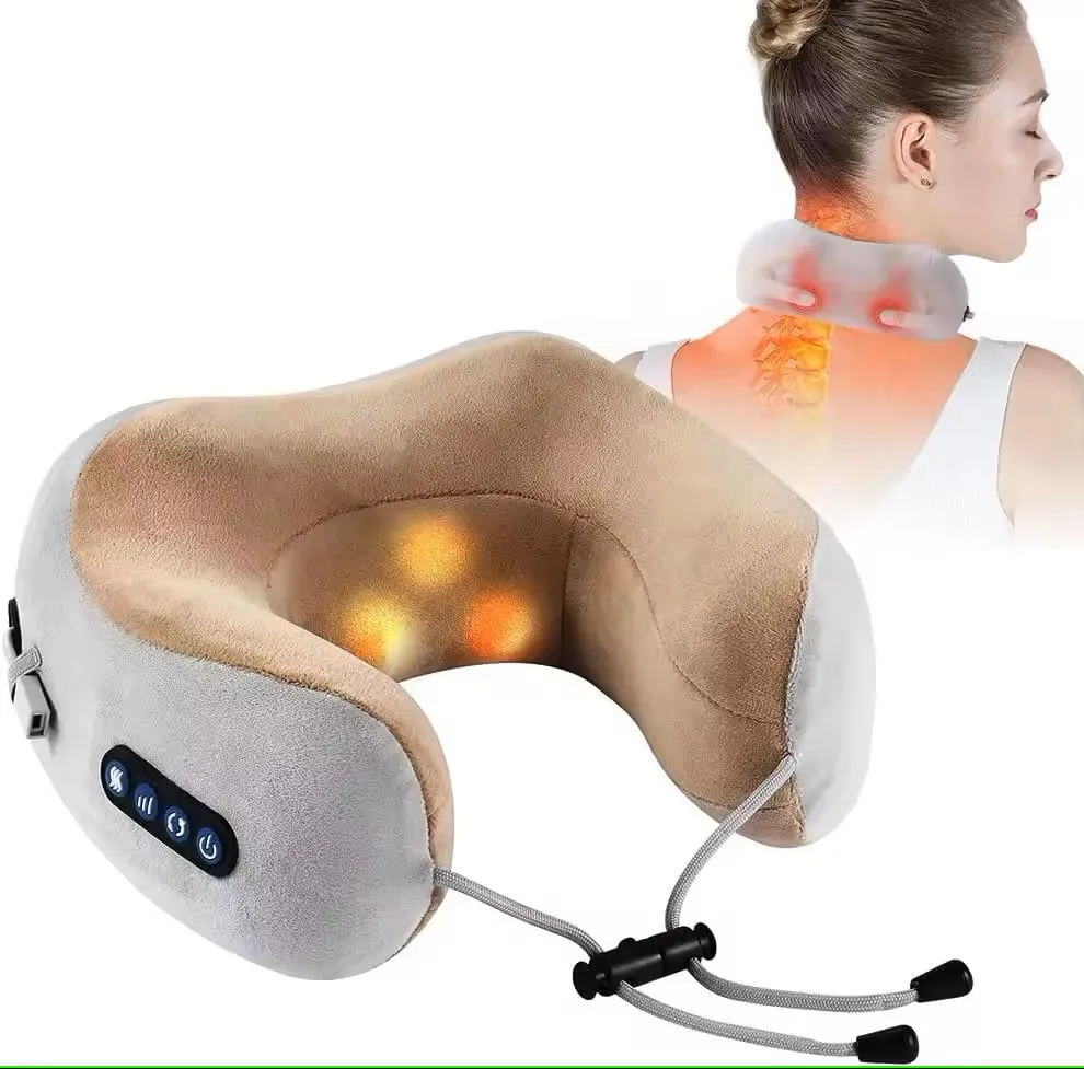 4 Key Travel U-shaped Pillow Neck Massager Electric Vibrating Home Use Cervical Soft Neck Shoulder Massage Pillow