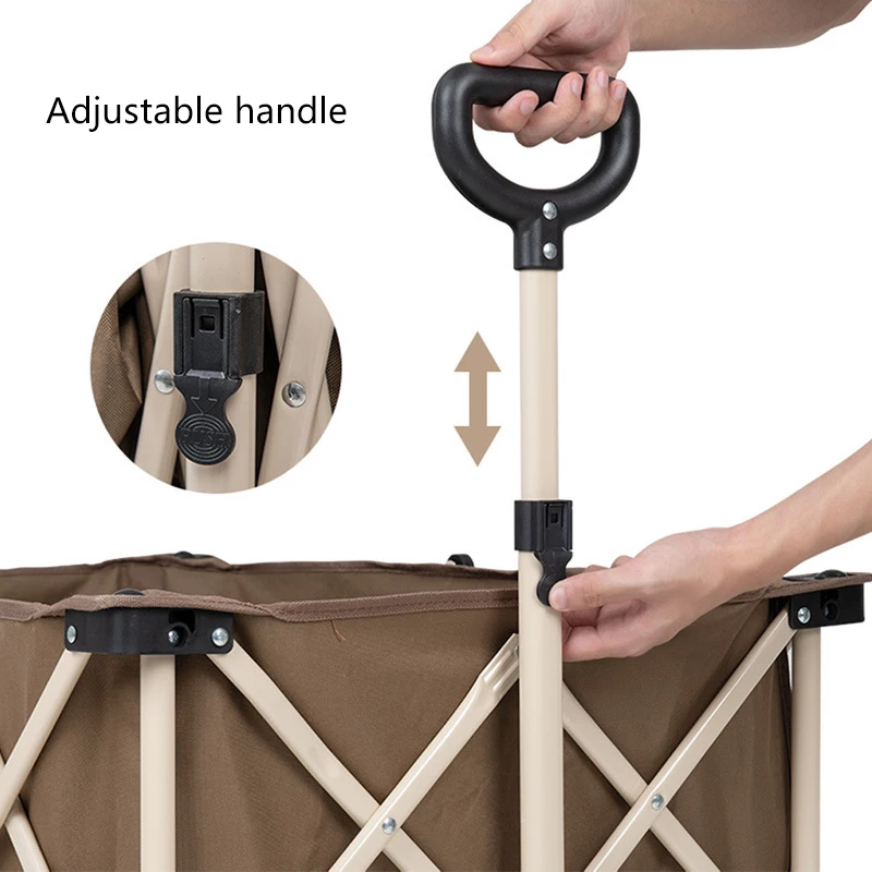 Outdoor Collapsible Utility Camping Garden Metal Folding Beach Wagon Cart with Balloon Wheels