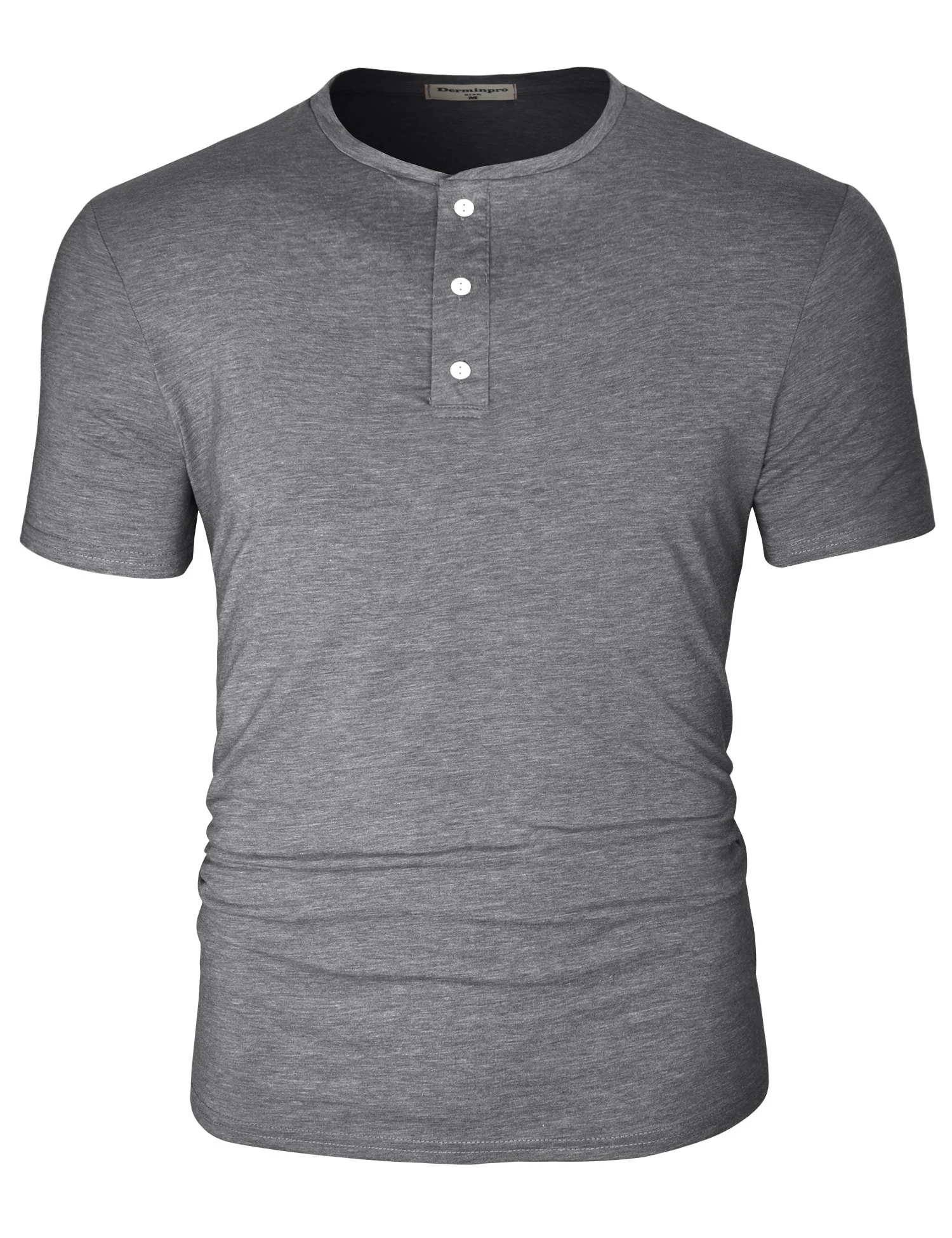 Low MOQ Wholesale Clothing Men Solid Color White Henley T Shirt