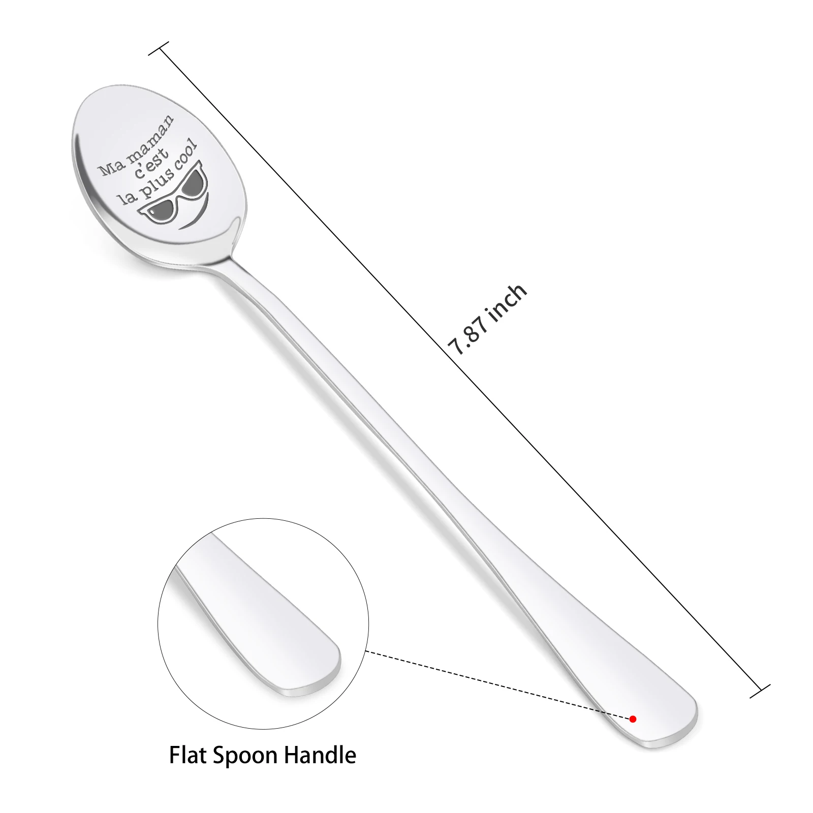 French birthday gift Presents Stainless Steel personal spoon set custom engraved dessert spoon