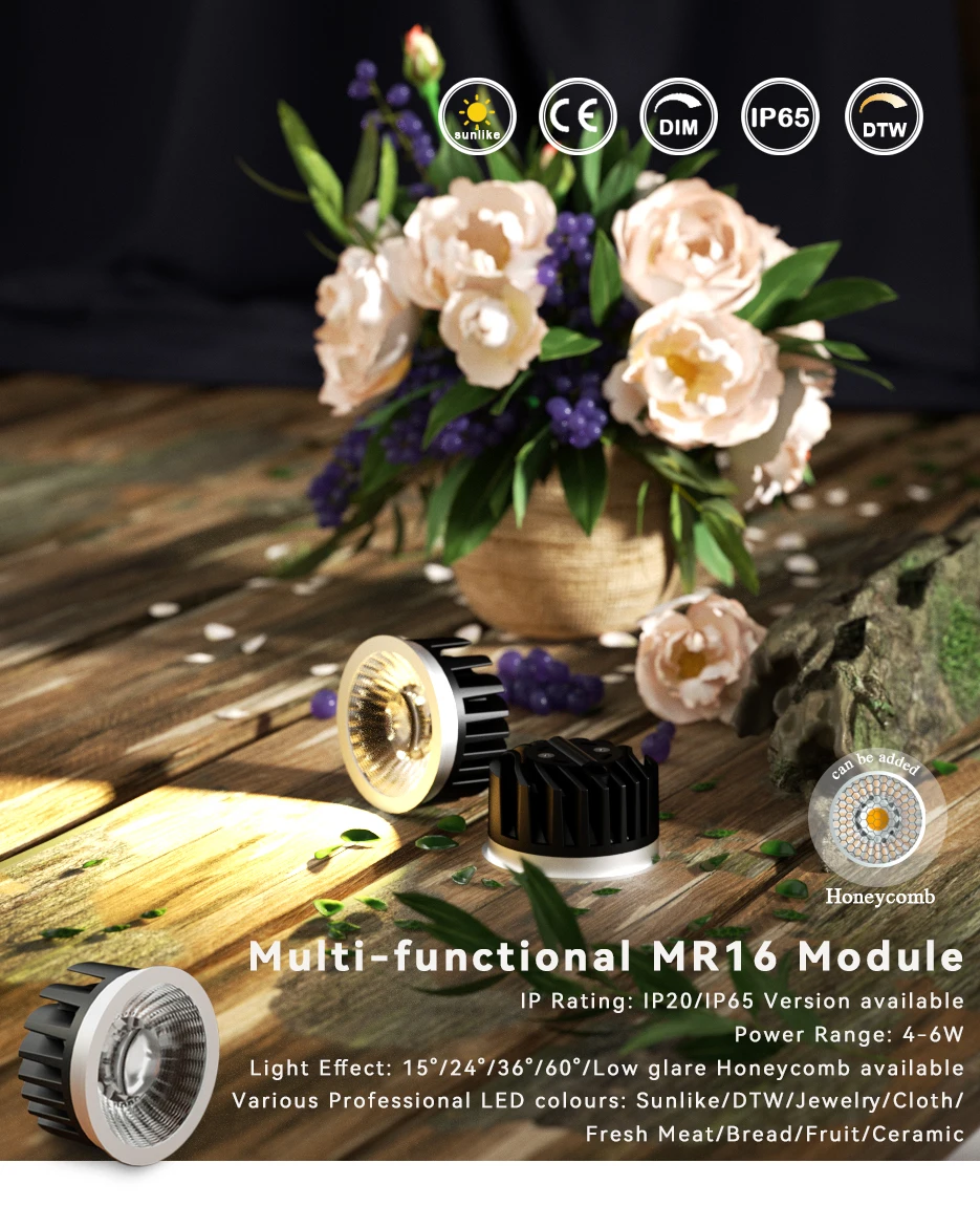 Mini cob led mr16 dim to warm module led module downlight 30mm with lens