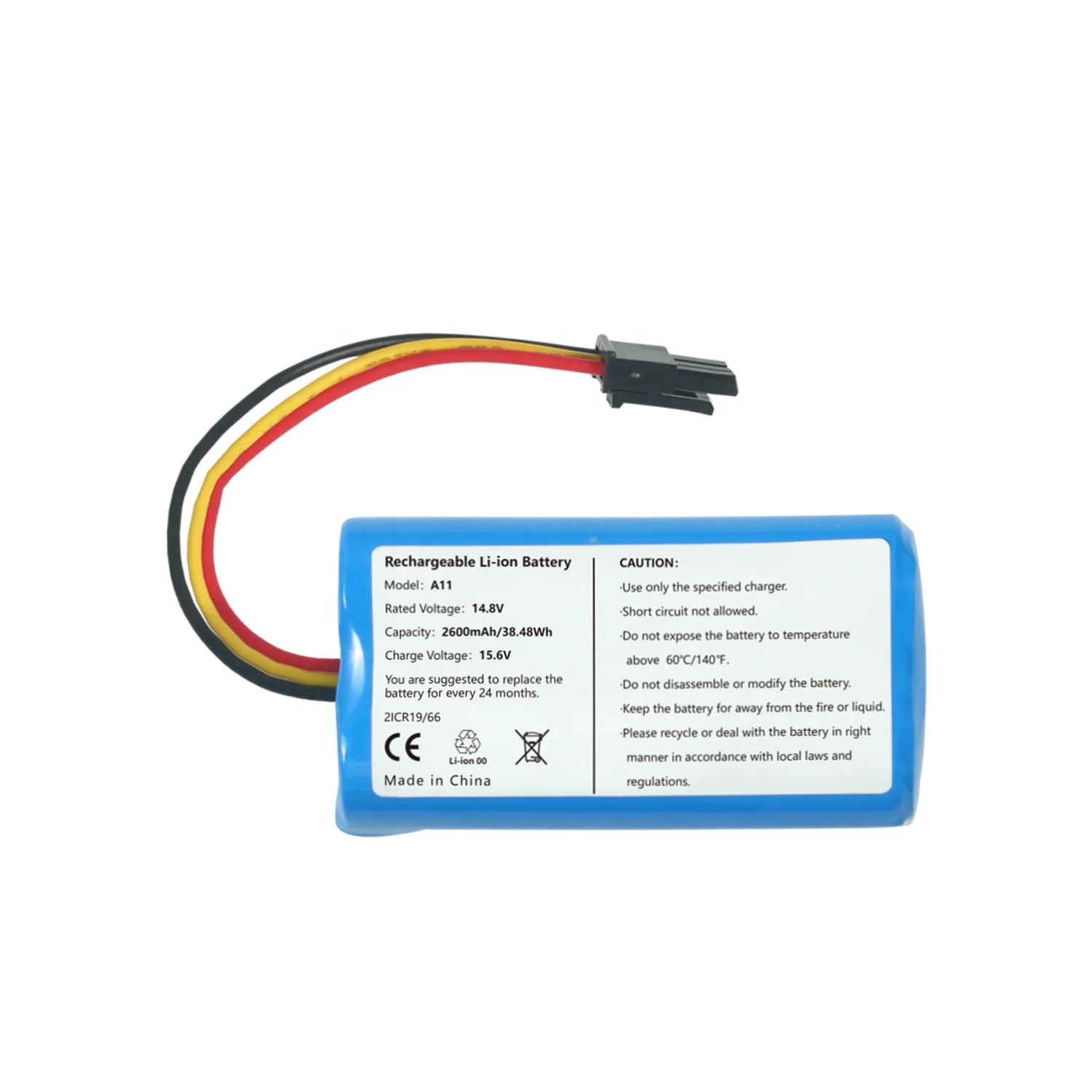 Vacuum Cleaner Sweeper Battery for Codless Vacuum iboto A11 14.8V 2600mAh Black Yellow Red three Pins Lithium Battery