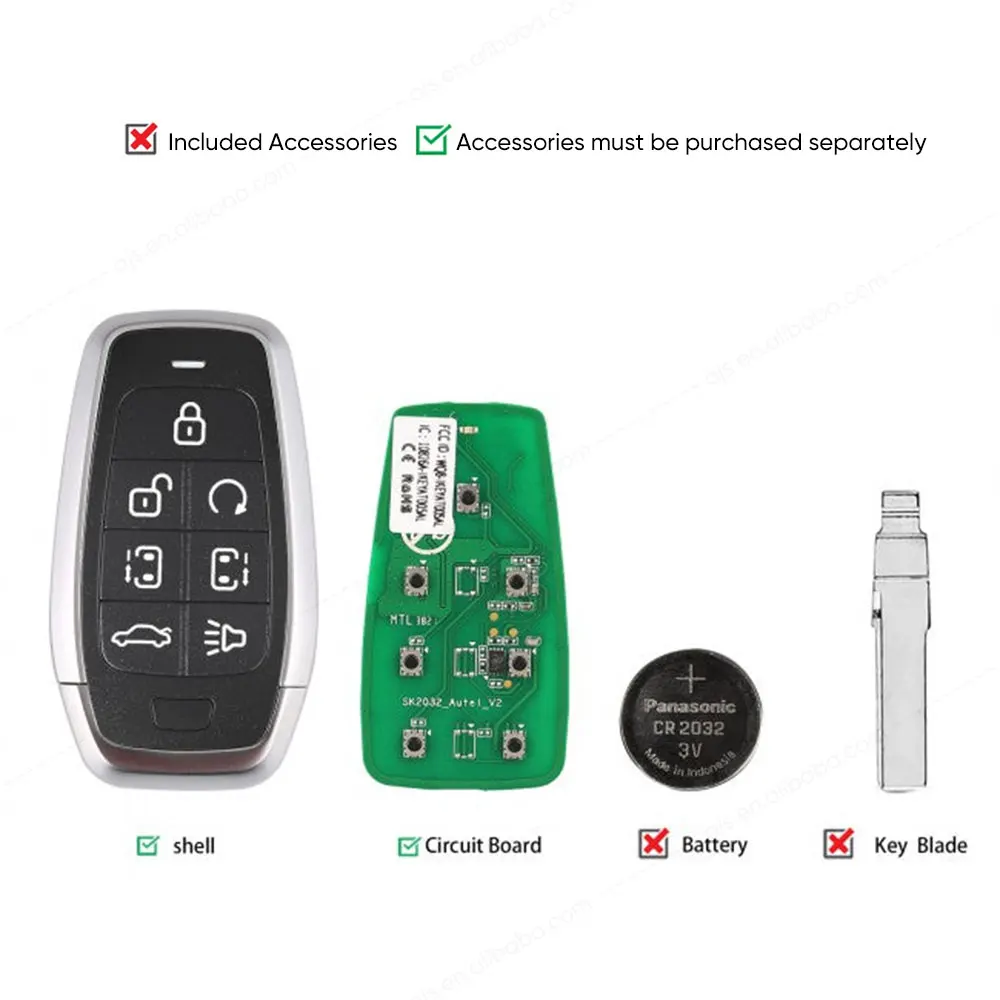 Autel IKEYAT007AL IKEY AT007AL 7 Buttons Smart Universal Key Used with Altra Car Key Programming Copy KM100 IM508S IM608S II PRO