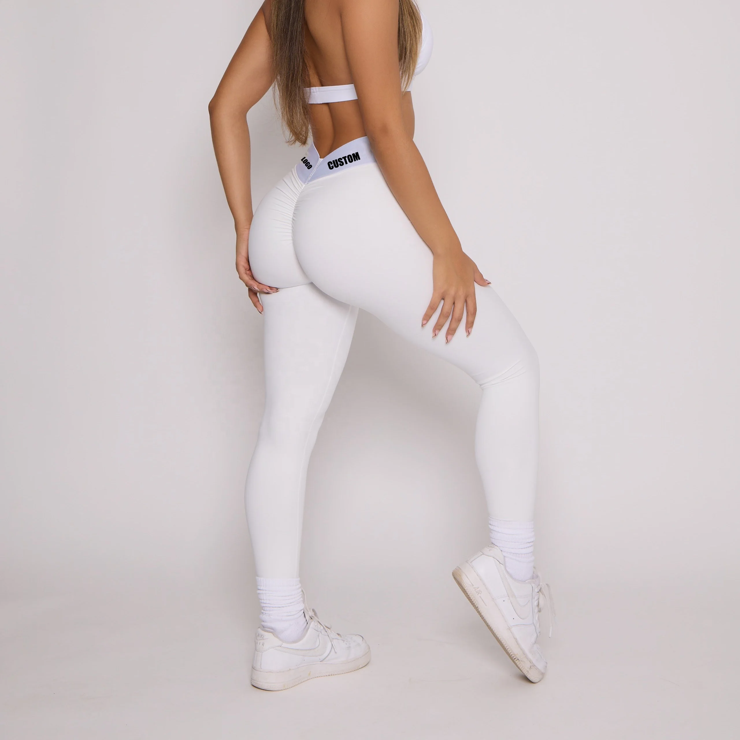 Custom logo Squat Proof Across  V-cut Waistband High Waist Compression Gym Leggings Tie Dye Yoga legging