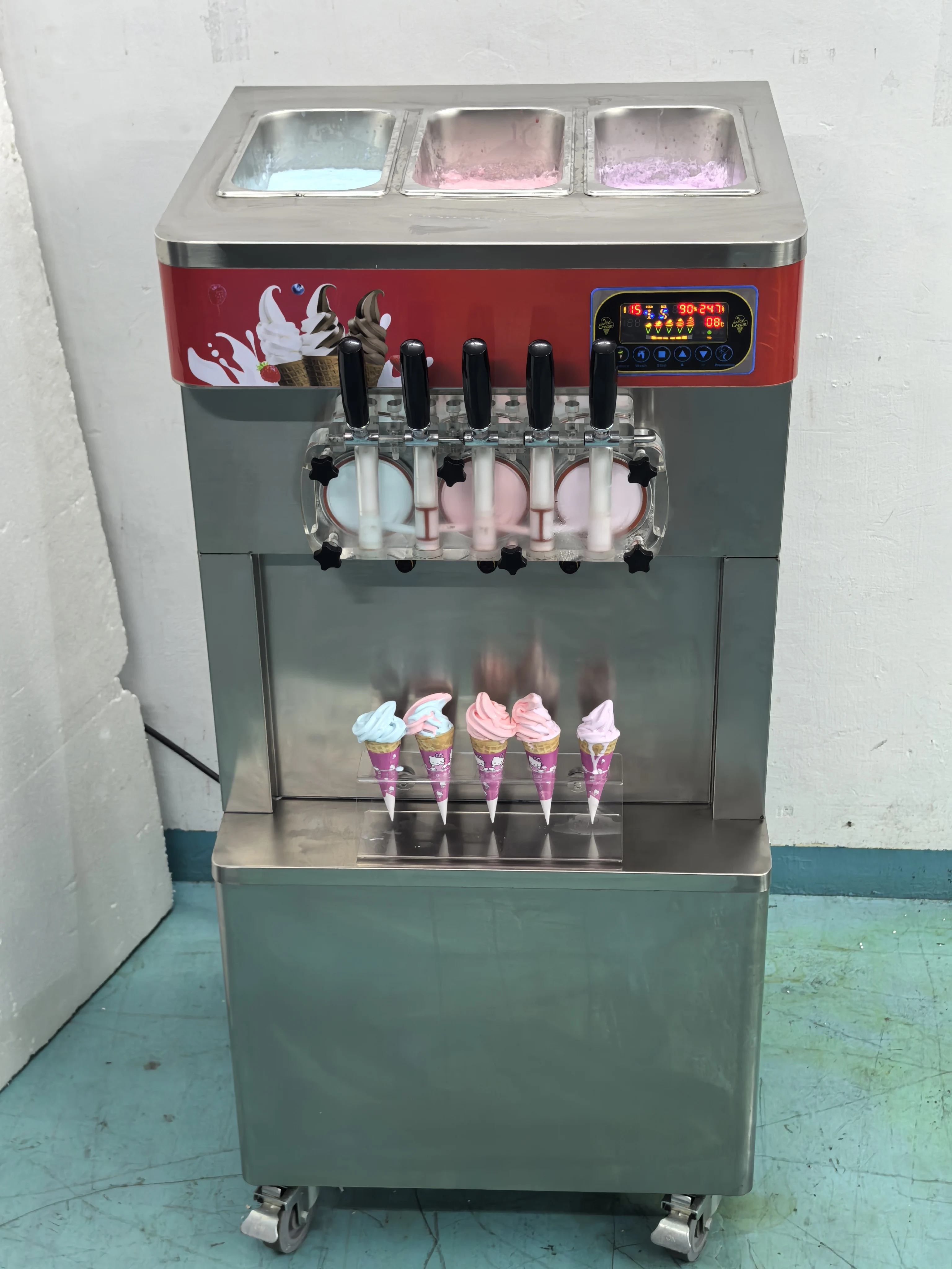 Mvckyi 5 Flavors Commercial Ice cream machine portable snack 3+2 MIX Soft Serve Ice Cream Frozen yogurt Freezer