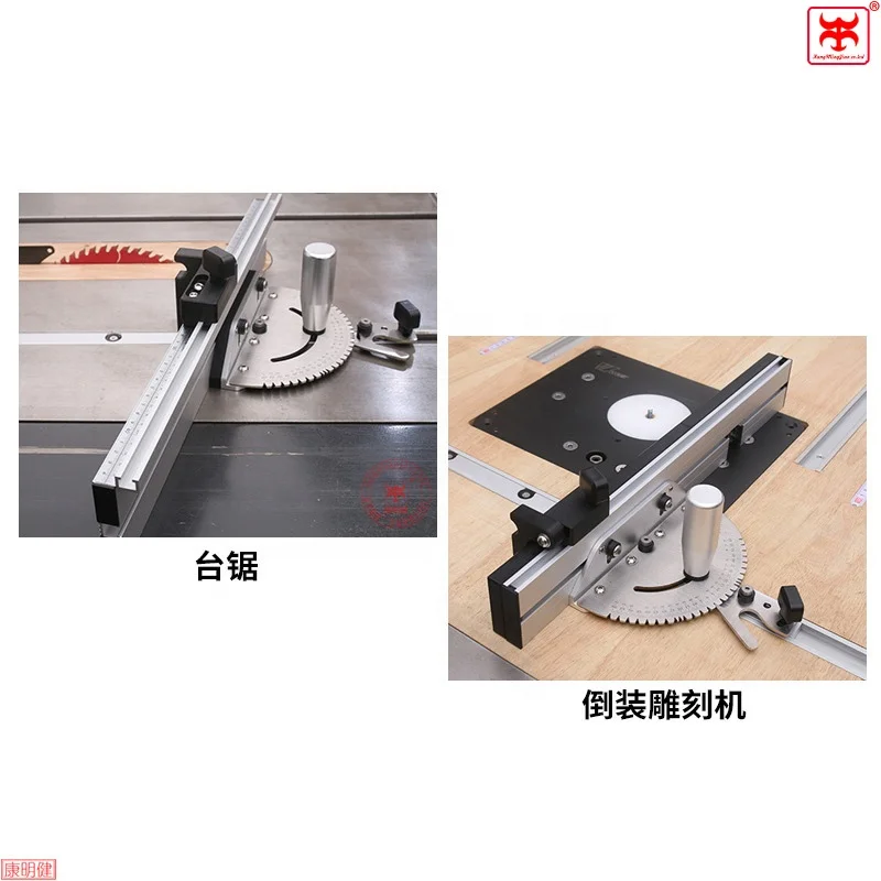 Woodworking Angle Miter Gauge Tenon Fence System T Track Push handle push ruler chute woodworking table saw band saw upside down