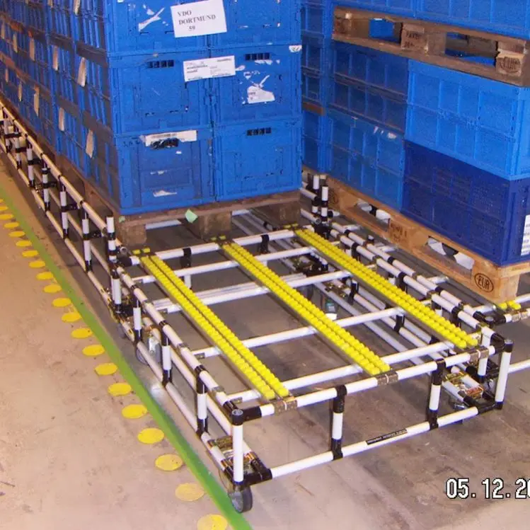 Industrial Gravity Flow Conveyor Aluminum Pallet Roller Track For Sliding Shelf System