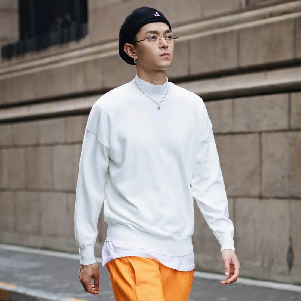 
Men cotton bulk blank plain pullover high quality sweater 