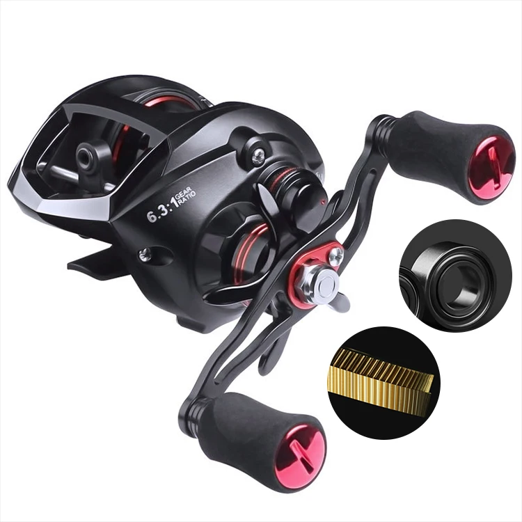 6.3:1 CNC Full Metal Body Left Right Hand Max Drag 8Kg Fishing Reel Baitcasting With Magnetic Brake