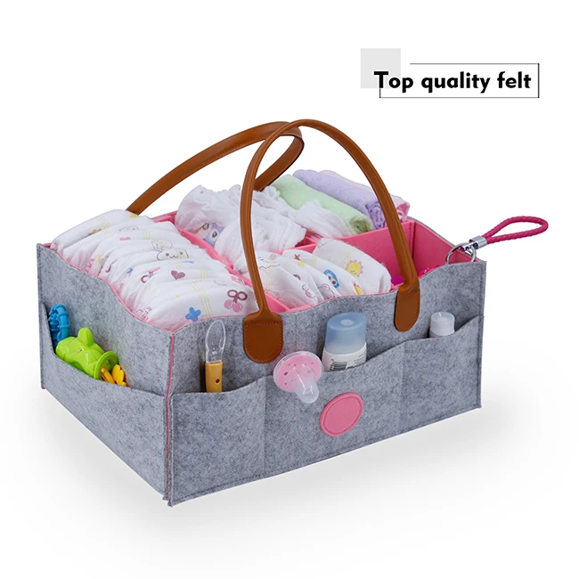 Felt Baby Diaper Caddy Organizer by Family Top Choice Unisex Holder Bag for Newborn Essentials Storage bin
