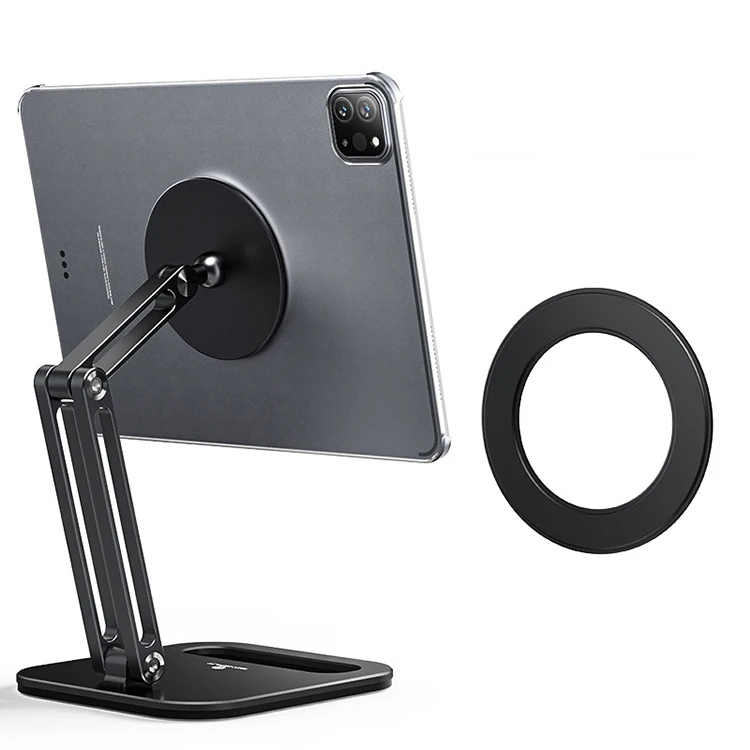 Adjustable angles heavy-duty Magnetic  Desk Holder Tablet Stand Foldable Rotating  Aluminum Desktop magnetic phone tablet holder