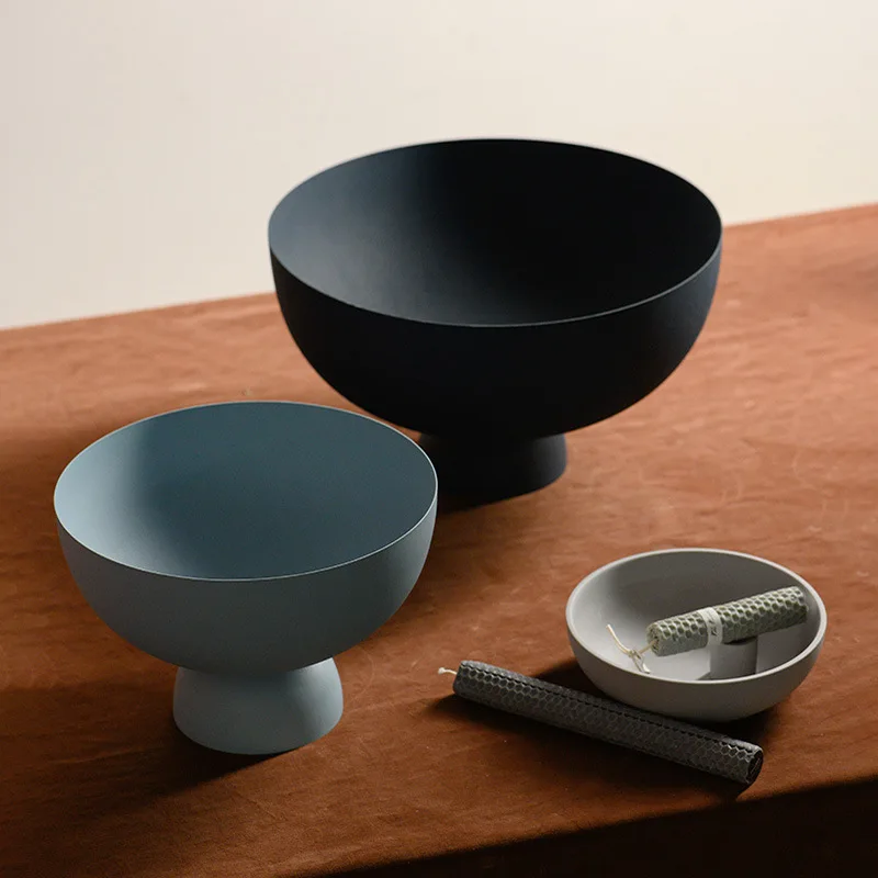 Morandi Color Matt Blue Series Metal Bowl Chocolate Tray For Wedding Banquet Arabic Ramadan Service Home Decor