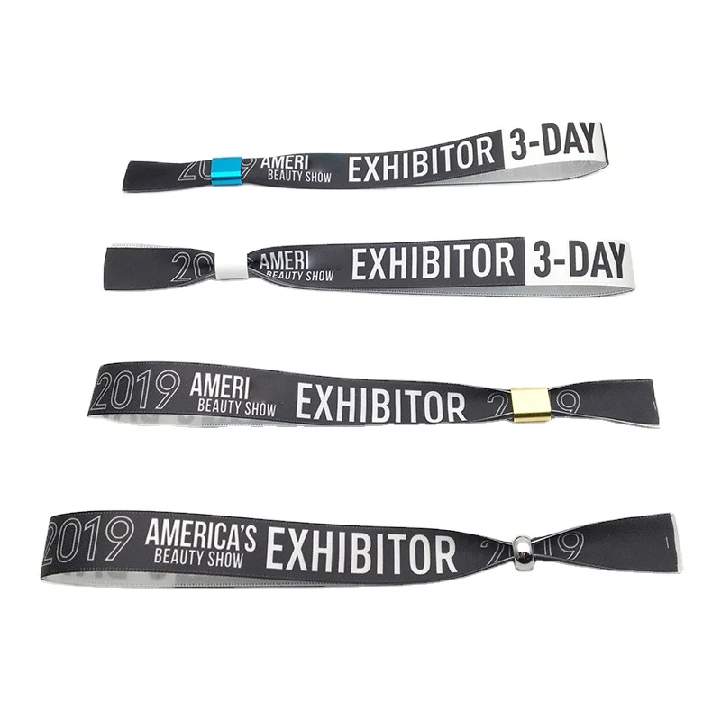 RFID CHIP High quality custom event festival party ribbon satin fabric brands logo text printing wristbands Bracelets