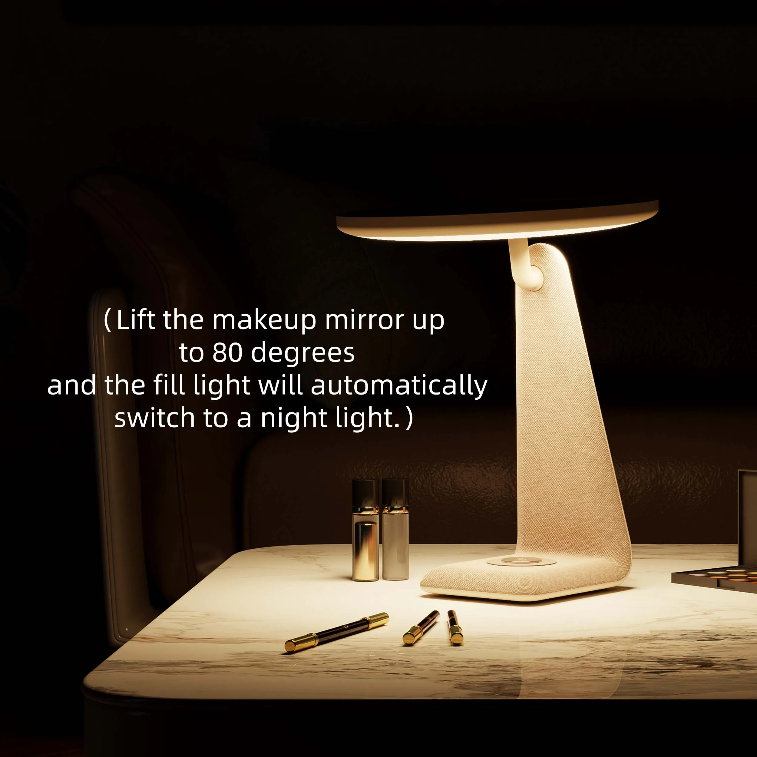 Brightness Adjustable Desktop Illuminated Type C Rechargeable Portable Makeup With Lights Round Vanity Led Cosmetic Mirror