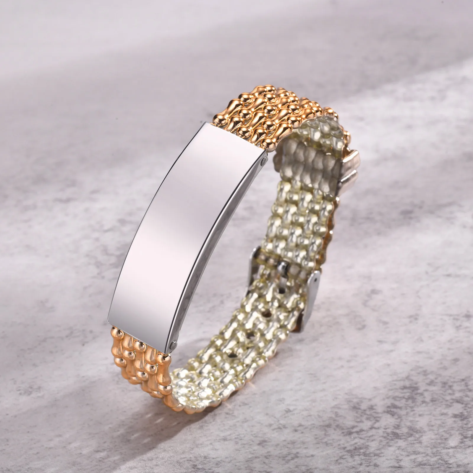 New Listing Fashion Charm Stainless Steel and Plastic Bracelet Watch Chain For Men Jewelry Bracelet Customize Logo