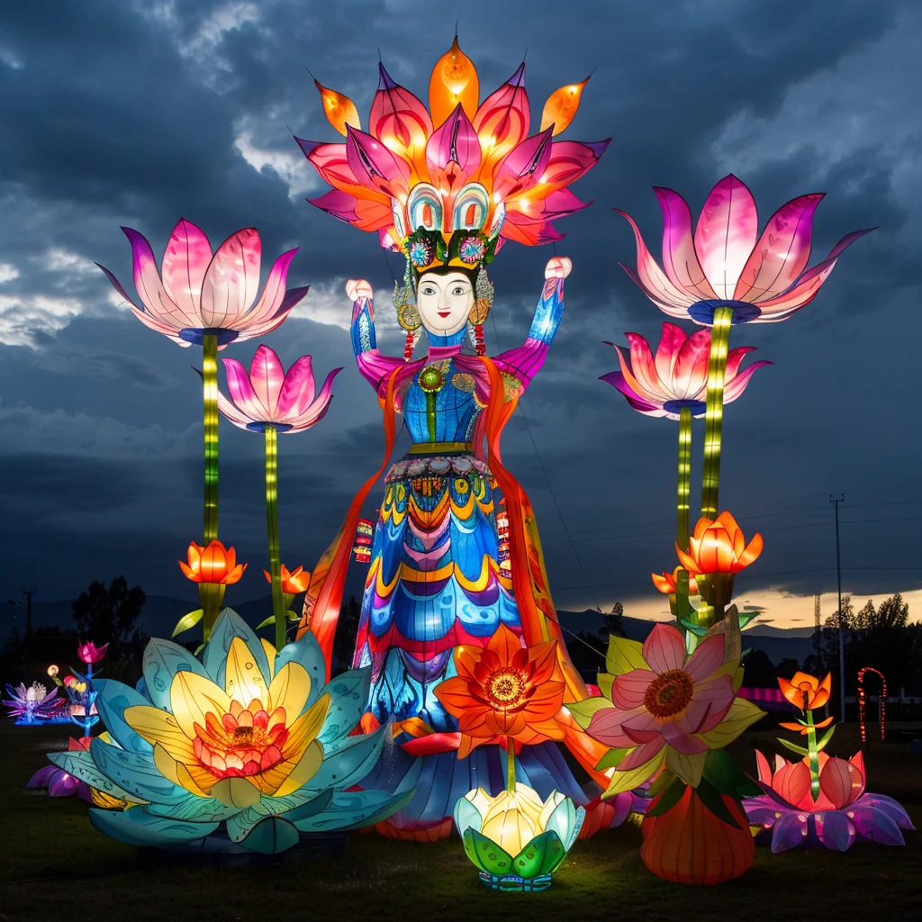 2024 Large scene lights Flower lights Festival figures animal spirits ghosts modeling outdoor