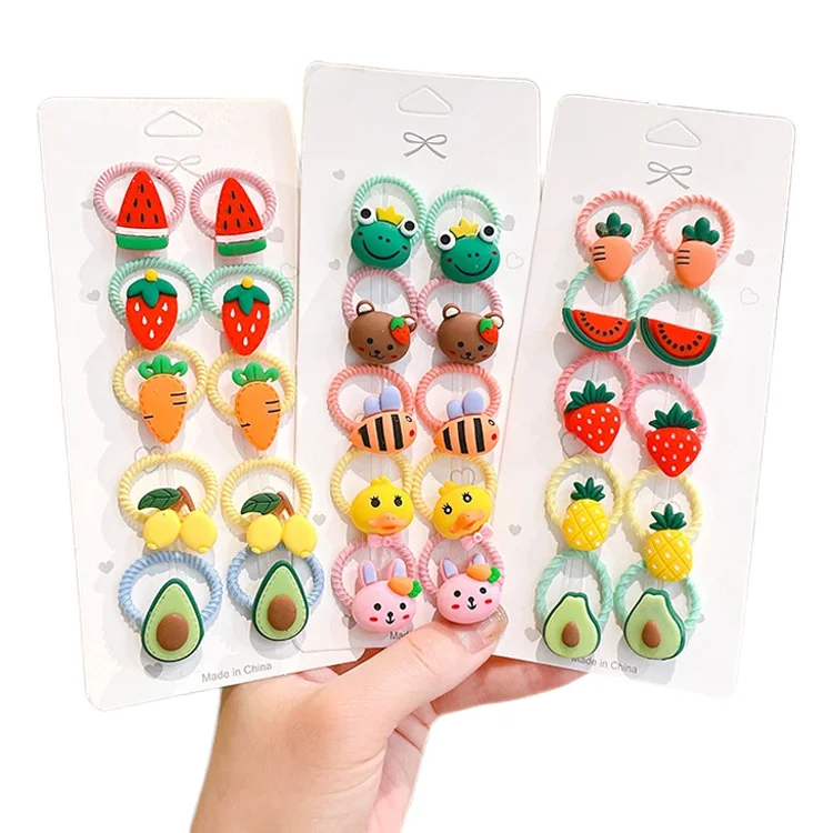 10pcs /set 2cm cartoon mini hair rope accessories for baby  rubber band  baby hair ring headdress
