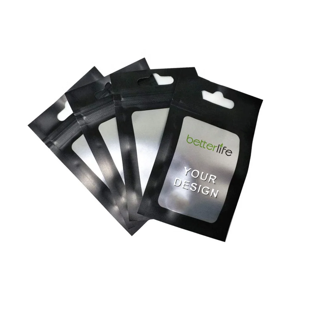 Plastic Ziplock Tear Notch Vertical Bag Black Matte Black Mylar Zip Lock Bag High Quality Wholesale Heat Seal PE Food LDPE