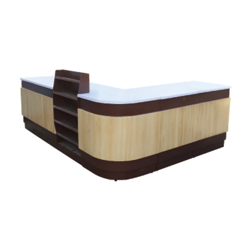 High Quality Cafe & Supermarket Checkout Counter Convenience Store Cashier Register with Wood Steel Metal & Plastic Materials