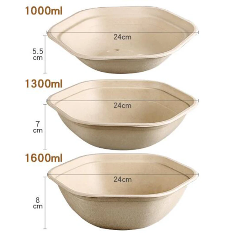 ks high quality hexagonal sugar cane bagasse pulp bowl with lid