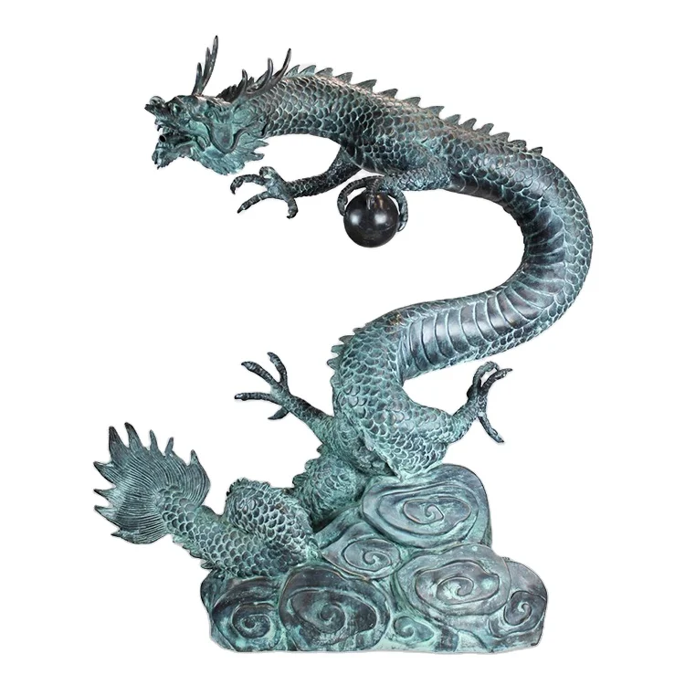 Outdoor garden metal bronze dragon sculpture for sale