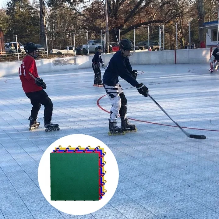 Stock pp interlock roller skating sports field floor outdoor inline roller indoor hockey tile modular sports flooring