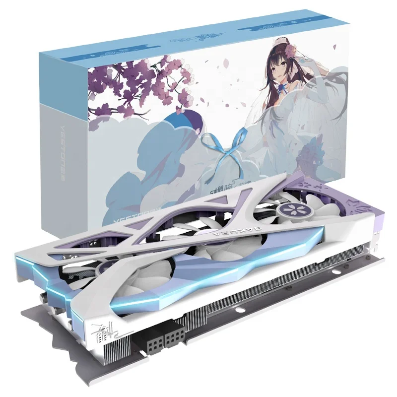 Фирменная Новинка YESTON SAKURA RX6750XT-12GD6 видеокарту, украшенное мозаикой из драгоценных камней, 12 Гб GDDR6 RX6750 XT видеокарты