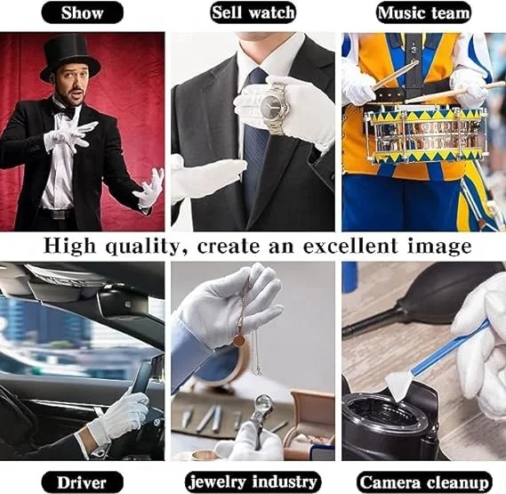 White Polyester Cotton Uniform Tuxedo Dress Ceremony Gloves