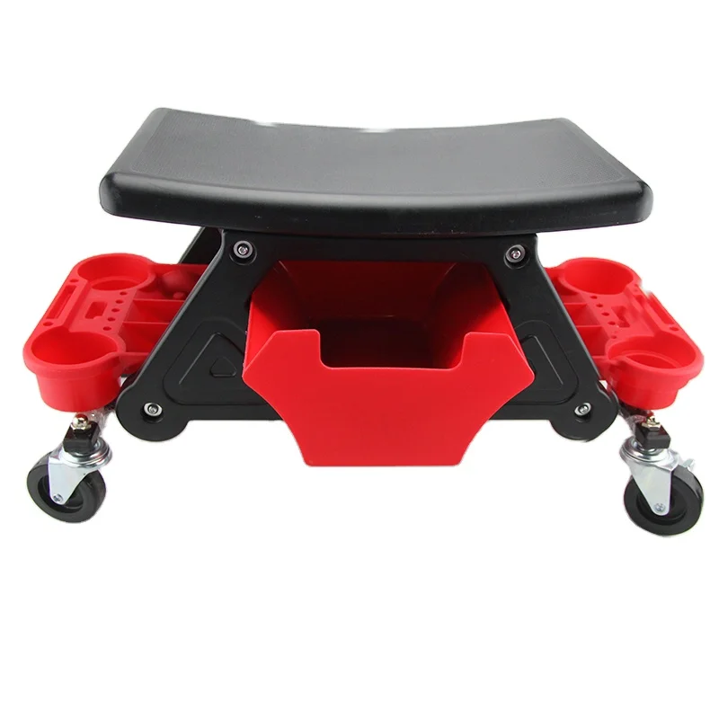 Car Wash Tool Auto Detailing Rolling Stool Creeper Seat with Tools Organizer and Extra Storage Trays