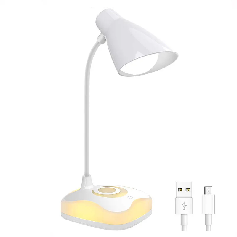2 in 1 Portable 360 Degree Flexible Desk Lamp Adjust 3 Brightness USB Rechargeable LED Eye-Caring Table Light with Ambient Light