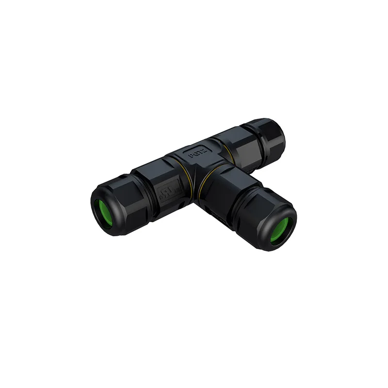 T-shaped 3-way 2pin waterproof connector 2 3 4 Pins 300V 10A IP68 electrical connector