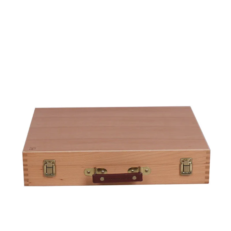 Custom Polished Wooden Portable Arts & Crafts Storage Organizer Laser Decorated round Pattern Model for Home Use Gift