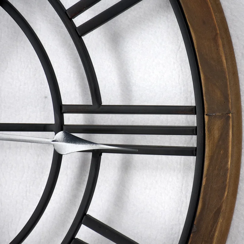 24 inch Large Roman Numeral Heavy Vintage Wood Frame Metal Wall Clocks for Living Room Decor Large Decorative Clock Oversized