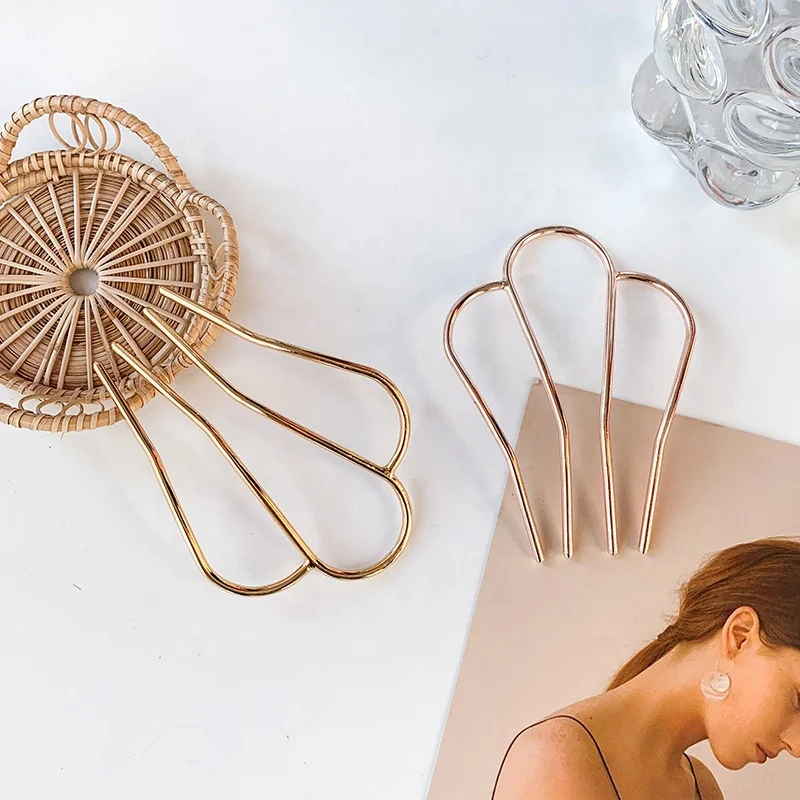  9.5 Hairpin Metal Alloy 4 Prong Hair Styling Tool Accessories Bun Pick Side Comb Pins Clips Grips Fork For Women