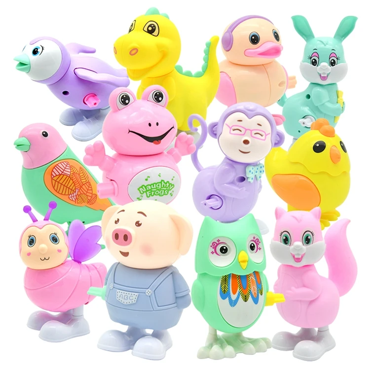 dropshipping Good Price of China Cartoon Animals Wind Up Toys Cheap Plastic Clockwork Mechanical Wind Up Swing Toy for Kids