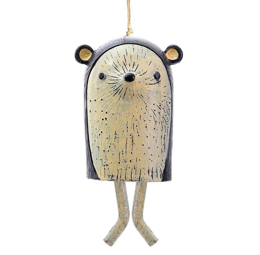 Vintage Hanging Animal Wind Chimes Cute Bells Crafts for Outdoor Garden Yard Decor Groundhog Fox Owl Sheep Rraccoon Sloth