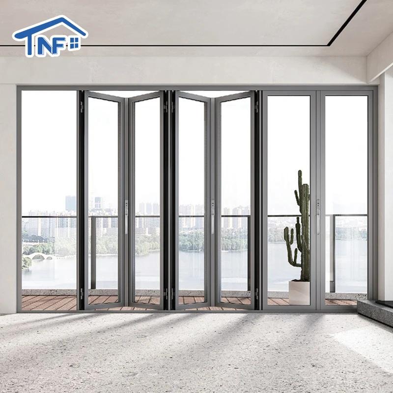 NF Usa commercial residential lowes glass outdoor transparent long aluminum bi folding accordion bifold door