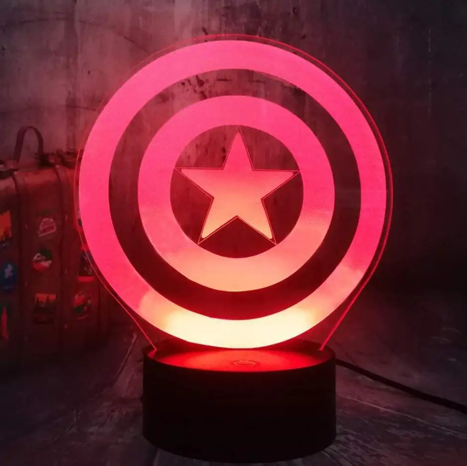 Wholesale Superhero Captain America Hulk Black Panther Ironman 3D LED Illusion Lamp Night Lights for Kids Room