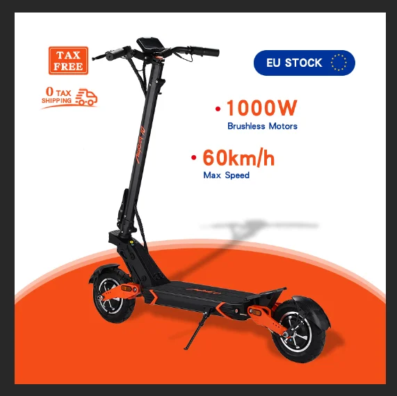 10 Inch Tire 1000W Rear Motor 52V 18.2AH Lithium Battery Long Range Adults Electric Step Scooter