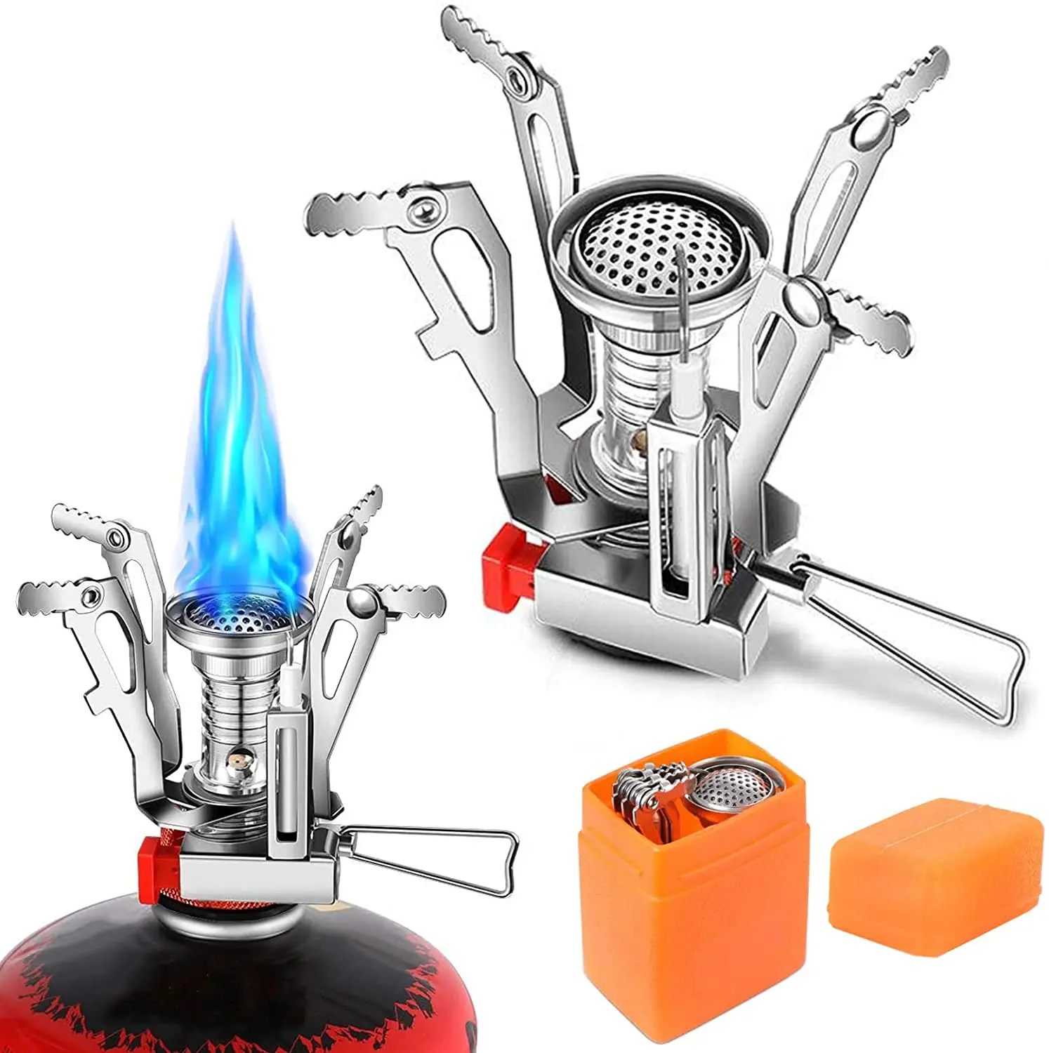 Ultralight Backpacking Stove with Piezo Ignition Portable Mini Stove for Outdoor Camping Hiking Cooking Hunting Fishing